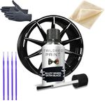 Black Alloy Wheel Rim Touch Up Paint Kit - Use On Painted and Powder Coated Wheels 30ml For Car, 4x4, SUV, Lorry, Truck, Caravan Campervan Curbed, Scratched Wheels (Satin Semi-Gloss Finish)