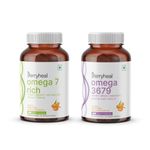Berryheal Omega 3679 & Omega 7 Combo Pack | Sea Buckthorn Oil Capsules | Pack of 2 | 60 Capsules - 500MG each | Whole-body Wellness | Prevents Blood Sugar Spikes & Supports Healthy Weight Management