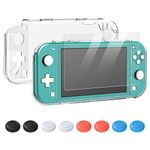 Hard Protective Case Compatible with Nintendo Switch Lite 2019, Clear Crystal PC Cover Accessories with Screen Protector and 8 Thumb Grip Caps for Switch Lite