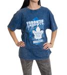 Calhoun NHL Womens Oversized Loose Fit Drop Shoulder Vintage Style Acid Wash Crewneck Short Sleeve T-Shirt (Toronto Maple Leafs, Small/Medium)