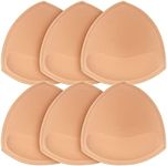 Nimiah Bra Pads Insert 3 Pairs Sewn Edge Bra Inserts AB, CD, DE Cups | Swimsuit Replacement Pad Beige Black White Optional, Beige, C/D