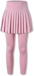 SANGTREE Girl's Quick Dry Pleated Tennis Skorts Skirts, High Waisted Running Golf Athletic Mini Skirt with Leggings, Pink