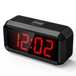 SUPLEDCK Alarm Clock,Digital Alarm Clock for Bedrooms,Battery Operated Clock,Adjustable 3 Brightness,1.2 inch LED Time Display, 12/24Hr, Cordless,Snooze (Black)