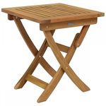 Charles Bentley Wooden, Square, Foldable Table, FSC Certified Eucalyptus Wood, Traditional Design, Oil Coated, Natural Colour, Easy To Clean, Outdoor, Garden, Patio, Friends, Family (50x45x45cm)