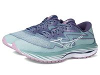 Mizuno Women's Wave Rider 27 Running Shoe, Blue Surf-Snow White, 8.5