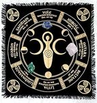 ART WORLD Altar Cloth Moon Phases Witchcraft Alter Tarot Spread Top Cloth Wiccan Square Spiritual Sacred Cloth (Medium (24x24 Inches), Goddess)