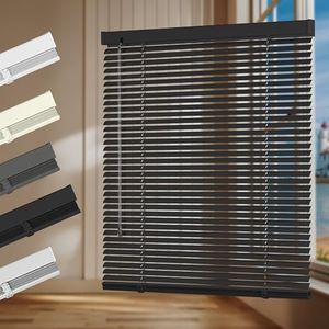 HOTSOON Aluminum Mini Blinds 1 Inch Metal Slat Darkening Venetian Blind New Horizontal Window Blinds Anti-UV Waterproof Venetian Blind for Office Home Windows, Black, 78" W x 78" H