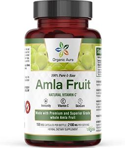 Organic Aura Amla Capsules 2100mg -150 Count, Naturally Boosts Immunity and Abundant Vitamin C Supplement, Natural Vitamin C for Immunity, Skin Radiance, Antioxidants, Non GMO - Vegan,
