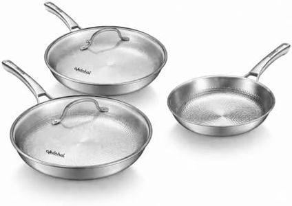 Titanium Pans set, 8+10+12Inch Pure Titanium Hammered Pro with Two Lids, Non Stick Skillet for Cooking, Non-Toxic, PFAS/PFOA/PTFE Free Cookware, Dishwasher&Oven Safe, Kitchen Induction Compatible