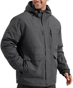 FREE SOLDIER Men's Waterproof Ski Jacket Fleece Lined Warm Winter Snow Coat with Hood Fully Taped Seams(Charcoal Gray,XL)