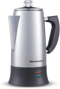 Elite Gourmet EC922 Electric Coffee Percolator, BPA Free, Keep Warm, Glass Clear Brew Progress Knob, Cool-Touch Handle, Cordless Serve, 12-Cup, Stainless Steel