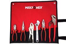 MAXPOWER 6-Pack Pliers Set, 8" Adjustable Wrench, 8" Needle Nose Pliers, 6" Diagonal Cutting Pliers, 7" Locking Pliers,10" Groove Joint Pliers, 8" Lineman's Pliers with Toolbag