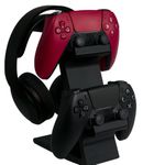 Craftedlayer Dual Controller and Headphone Stand for PS5 and Xbox - Gaming Headset Holder & Controller Organizer - PlayStation 5 Accessories - Black