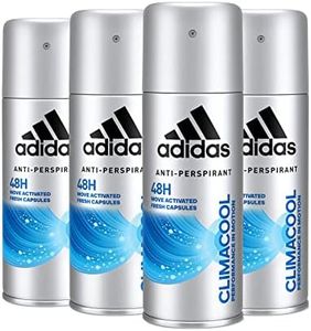Adidas, Climacool Déodorant Spray Homme, 48 Heures de fraîcheur, 4 flacons de 150 ml