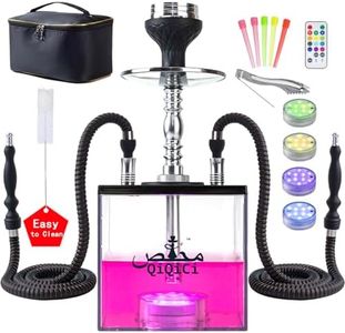 QiQiCi Large Hookah Set with Everything – Premium 2 Hose Shisha Kit with LED Light Hookah Machine & Complete Accessories for Modern Smoking Experience