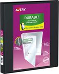 Avery Durable View Binder, 1" Slant Rings, 220 Sheet Capacity, 3 Ring Binder, 2 Pockets, PVC Free, Black (34003)