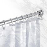 CANWAY® (85cm To 140cm) Extendable Shower Curtain Tension Rod Non-Drilling Anti-Skid Spring Pull Rod - (Stainless Steel, Silver, 1 Piece)
