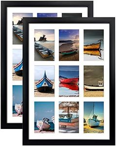 HORLIMER 9 Openings 4x6 Picture Frames Collage Set of 2, Black Multi Photo Frame for Wall Hanging, Horizontally or Vertically Display