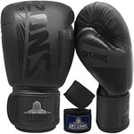 CATZONS Boxing Gloves with 180" Hand Wraps,PU Leather Kickboxing Training Fight Gloves,for Men and Women (10 oz)