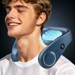 Sizet Neck Fan with Cooling Plate-USB 5500mAh Battery,24H Cooling,5 Speeds&3 Cooler Modes LED Display,Wearable Mini Portable Personal Fan,Quiet Neck Cooler for Women, Men, Kids, Travel, Outdoor, Blue