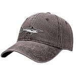 Outdoor Shaping Fish Embroidery Dad Hat - Soft Washed Cotton Unstructured Baseball Cap for Unisex Adjustable Vintage Style Brown