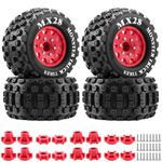 GLOBACT MX28 2.8" Tires 1/10 Scale RC Truck Tires and Wheels with 12mm 14mm Replaceable Hex for ARRMA Big Rock Granite VORTEKS 3S TRAXXAS Stampede Rustler (4PCS)
