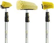 DOCA Floor Scrub Brush with Long Handle - 5-12 Ft Extension Pole (18+ Ft Reach) - Outdoor Broom - Car Wash Brush with Long Handle Also for House Siding, Deck, Patio & More