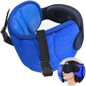 SARISUN Travel Pillow for Airplane, Neck Pillow for Sleeping Travel with Eye Mask, Plane Pillow for Long Flight, Kids Travel Pillow for Car, Road Trip Car Headrest,Stop Bobblehead, Blue