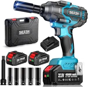 Seesii 1000Nm(738ft-lbs) Cordless Impact Wrench High Torque,1/2" Brushless Impact Gun w/Two 4.0AH Battery,Fast Charger, 5 Sockets & Storage Case, Electric Impact Wrench for Car Truck,WH760