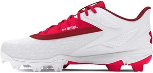 Under Armour Men's Leadoff Low Rm 3.0 Baseball Cleat Sneaker, (600) Red/White/Red, 12