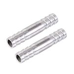 sourcing map Barb Hose Fitting, 10x50mm Straight Coupler Tubing Connector for Water Fuel Air Oil Gas, Polishing 304 Stainless Steel, Pack of 2