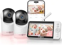 PARIS RHÔNE Split-Screen Baby Monitor, 5” Smart Video Baby Monitor with App Control, Two 2K UHD WiFi Cameras, Night Vision, Motion & Cry Detection, AI Tracking, RGB Night Light, Lullabies, Blue