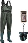 Vinlas Fishing & Hunting Chest Waders with Boots Nylon/PVC Waterproof Men's and Women's Bootfoot (Green and Brown)