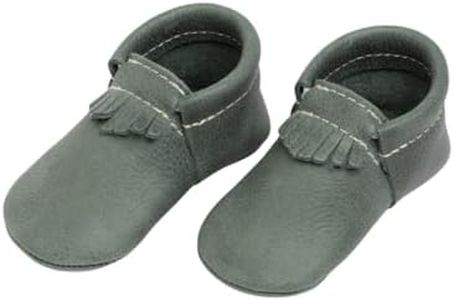 Freshly Picked First Pair City Leather Moccasins - Unisex Baby Shoes, Soft Sole, Crib Shoes Forest