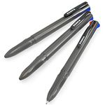 Zebra Z-Grip Elegance 4 in 1 Colours Retractable Ballpoint Pen - 1.0mm - Grey Barrel - Black, Blue, Red, Green - Pack of 3