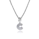 SBI Jewelry Women C Initial Necklace Silver Alphabet A Silver Clear CZ Charm Necklaces Sister Mom Friends Family Daughter Birthday Christmas