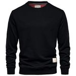 Mens Jumper Premium Branded Crew Neck Cotton Sweater Pullover Sweatshirt Jumpers for Men UK Black Navy Charcoal S M L XL 2XL (UK, Alpha, XXL, Regular, Regular, Black)