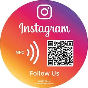 MESSAGENES | Follow Us on Instagram QR NFC Sticker | Social Media Stickers | Boost Followers | 1 Round Unit | Dynamic and Reusable QR | Instagram Stickers for Business