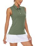 KEFITEVD Ladies Sleeveless Golf Polo Shirts Summer Quick Dry Tennis Tank Top Lightweight Sport Polo Shirts,Army Green,M