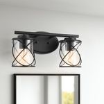 mavcadonf 2-Lights Bathroom Vanity Lights, Bathroom Light Fixtures Over Mirror, Matte Black Vanity Light, Farmhouse Wall Lights with Clear Glass Shade, Bathroom Wall Lamp for Mirror Kitchen Bedroom