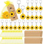 OSNIE 20 Sets Sunflower Party Favors Include Keychains Organza Bags Thank You Kraft Tags School Rewards Sunflower Party Supplies for Birthday Summer Theme Party Bridal Wedding Baby Shower Return Gifts