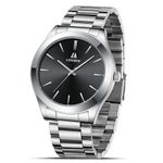 Mens Watches Stainless Steel Watches for Men Waterproof Men's Wrist Watches Analog Quartz Watch Fashion Business Designer Watches (Silver Black)