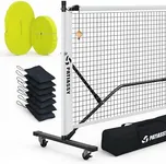 Patiassy Pickleball Net Set with Wheels and Pickleball Court Marking Kit 22 FT Regulation Size Portable Pickleball Nets with Net Tension Adjuster, 8 Sandbags for Outdoor Indoor Driveway (White)