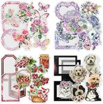 4 Packs Scrapbook Sticker Photo Frame Sticker Laser Decorative Sticker Shiny Floral Decal Photo Decoration for DIY Photo Album Scrapbooking Homemade Diary Gift Notebook Journals Arts and Crafts (Solo)