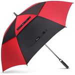 NINEMAX Large Golf Umbrella Windproof Strong 62 Inch,Extra Big Golf Umbrellas Automatic Open - Gents Umbrella Double Canopy (Black/Red 2)