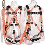 WELKFORDER 3D-Ring Industrial Fall Protection Safety Harness with 6-Foot Shock Absorber Stretchable Lanyard [Snap Hook End] | Permanent attached Kit | ANSI Compliant Personal Fall Arrest System(PFAS)