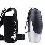 VIVAGLORY Stainless Steel Water Bottle & Neoprene Bottle Carrier Combo, 25oz Dog Drinking Bottles and Water Bottle Holder, Great for Hiking & Traveling with Pets