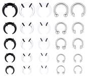 Drperfect 25Pcs 14G-6G Septum Pincher Tapers Horseshoe Septum Rings Acrylic& 317L Stainless Steel Internally Threaded Spike Ball Circular Barbell Ear Nose Septum Stretching Kit for Women Men1