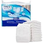 TREST Elite Briefs for Men and Women, Overnight Diapers for Incontinence, Elite Absorbency, Comfortable, Odor Neutralizing and Secure Fit with 2 Wide Tabs - White, Medium (Pack of 10)