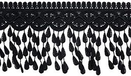 5 Yards Lace Trim with Tassel, 8cm Wide, Black, DIY Sewing Applique Craft